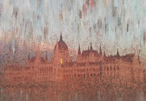 Budapest Poster featuring the painting Hungarian Parliament Building by Alex Mir
