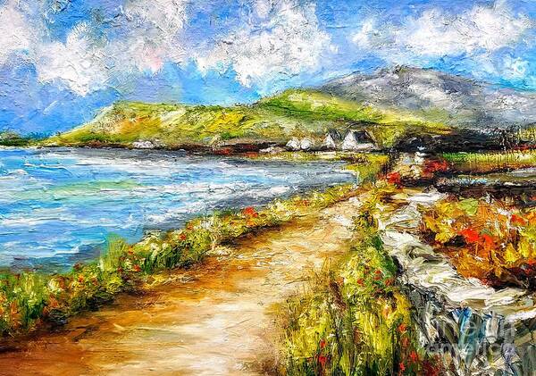 County Clare Ireland Art Poster featuring the painting Irish landscape paintings county clare Ireland by Mary Cahalan Lee - aka PIXI
