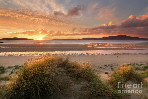 Isle Of Harris Poster featuring the photograph Isle of Harris Sunset at Seilebost Scotland by Barbara Jones PhotosEcosse
