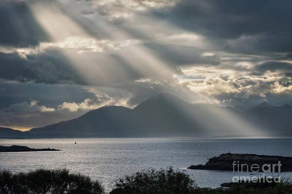 Badicaul Poster featuring the photograph Isle of Skye Sunbeams Loch Alsh Scotland by Barbara Jones PhotosEcosse