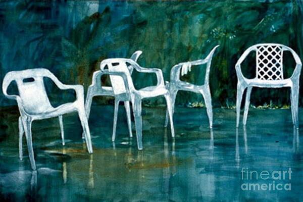Empty Chairs Poster featuring the painting Drip Dry by Elizabeth Carr