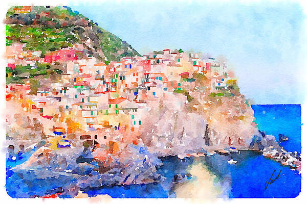 Italy Poster featuring the painting Italy - original watercolor by Vart. by Vart