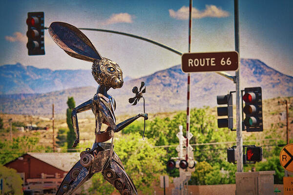 Route 66 Poster featuring the photograph Jack rabbit art in Kingman Arizona, on Route 66 by Tatiana Travelways