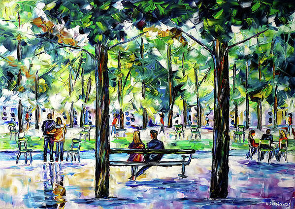 Park In Paris Poster featuring the painting Jardin des Tuileries, Paris by Mirek Kuzniar