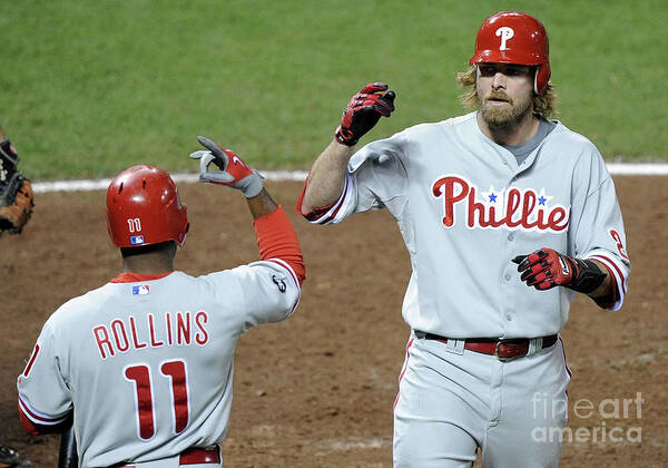 Playoffs Poster featuring the photograph Jimmy Rollins and Jayson Werth by Harry How