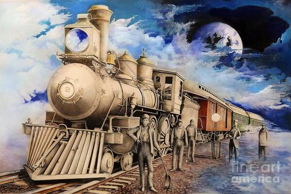 Train Poster featuring the drawing Journey Through the Mists of Time by David Neace CPX
