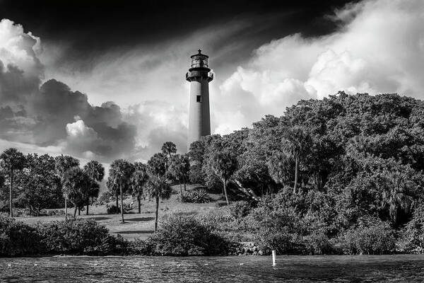 Lighthouses Poster featuring the photograph Jupiter Lighthouse bw by Laura Fasulo