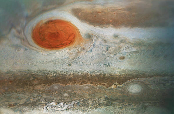Nasa Poster featuring the photograph Jupiter's Great Red Spot as Viewed by Voyager 1 by Nasa