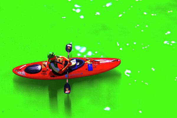 Kayak Poster featuring the photograph Kayak Green Water St Patricks Day Chicago by Patrick Malon