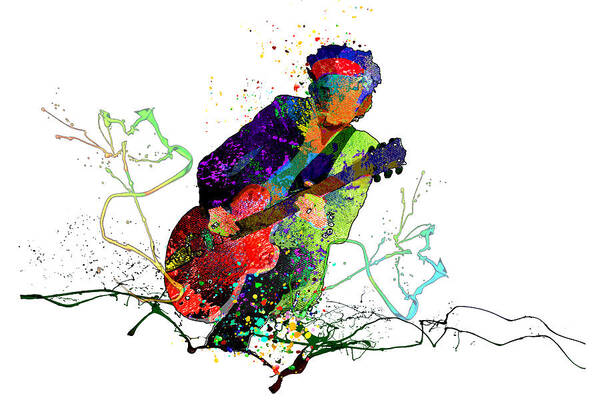 Music Poster featuring the mixed media Keith Richards Passion 01 by Miki De Goodaboom