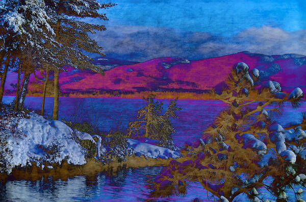 Lake Poster featuring the digital art Lake George Winter PhotoArt by Russel Considine