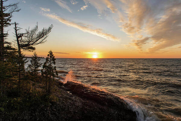 Nature Poster featuring the photograph Lake Superior sunset by Linda Shannon Morgan