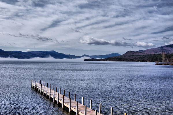 Lake Poster featuring the photograph Lake View Clouds and Dock by Russel Considine