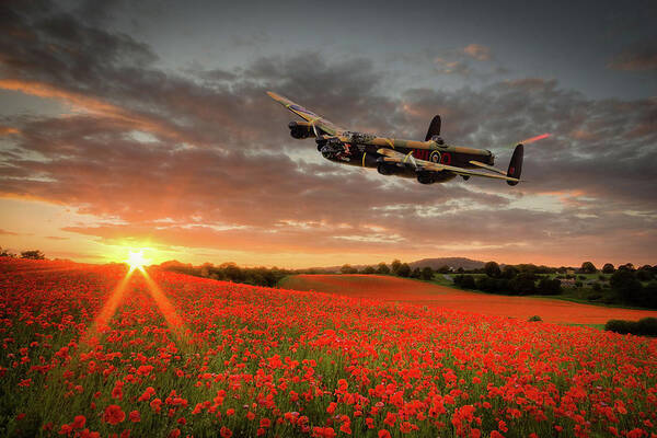 Lancaster Poster featuring the digital art Lancaster Bomber Lady Orchid by Airpower Art