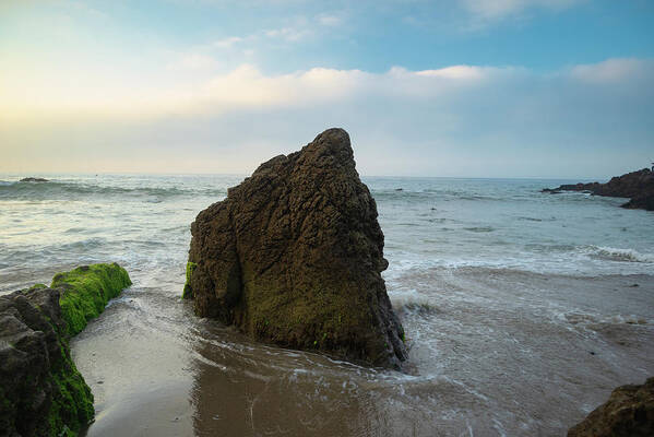 Beach Poster featuring the photograph Large Rock on the Shoreline by Matthew DeGrushe