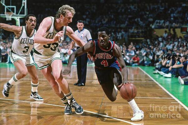 1980-1989 Poster featuring the photograph Larry Bird and Joe Dumars by Dick Raphael