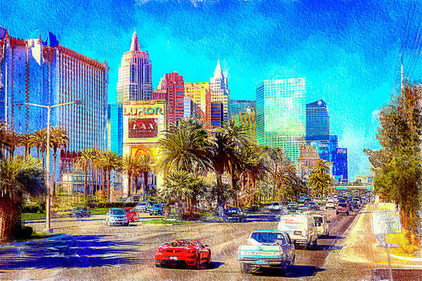 Las Vegas Poster featuring the mixed media Las Vegas Strip at Luxor by Tatiana Travelways
