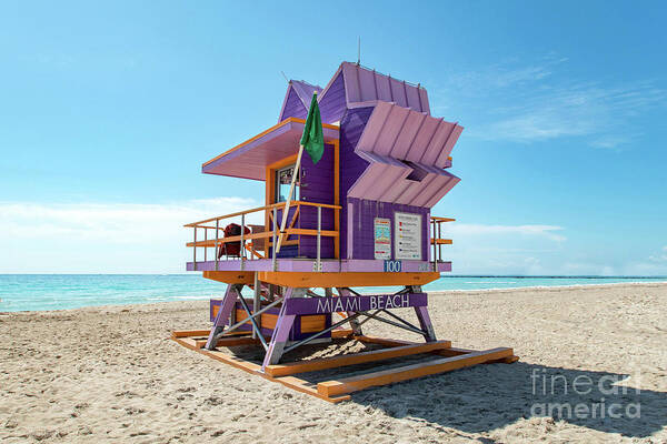 Atlantic Poster featuring the photograph Lifeguard Tower 100 South Beach Miami, Florida by Beachtown Views