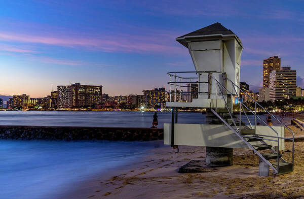 Lifeguard Tower Poster featuring the photograph Lifeguard Tower at Dusk by Kelley King