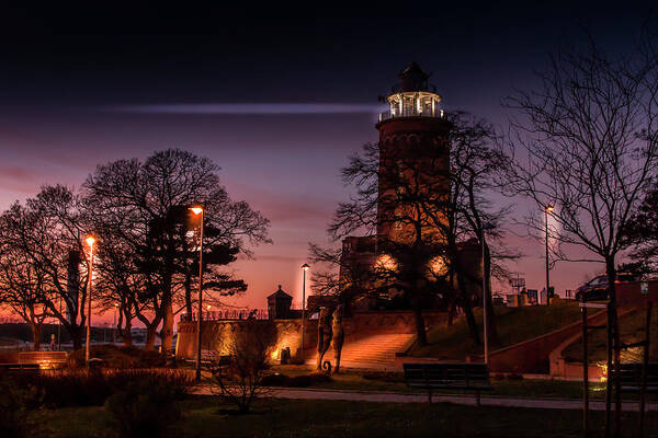 Lighthouse Poster featuring the photograph Lighthouse on a summer evening by Karlaage Isaksen