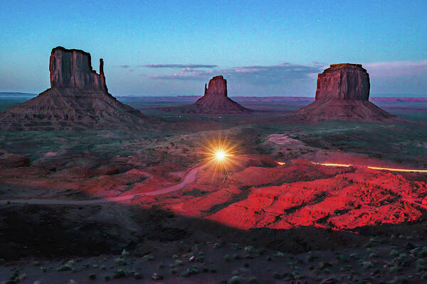 Monument Valley Poster featuring the photograph Lighting Up Monument Valley - Oil Paint Photography by Gregory Ballos