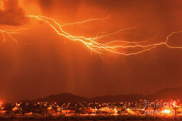 Lighting Poster featuring the photograph Lightning 1314-orange by Kenneth Johnson