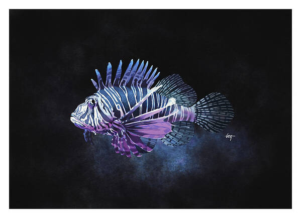 Fish Poster featuring the painting Lion Fish Study by Tom Gehrke