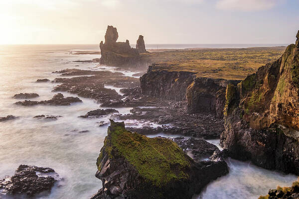 Londrangar Poster featuring the photograph Londrangar Basalt Cliffs in Iceland by Alexios Ntounas