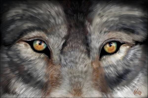 Wolf Poster featuring the digital art Look Into My Eyes by Norman Klein