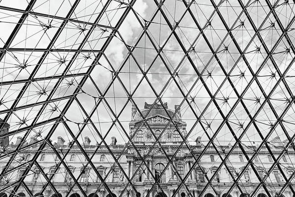 Architecture Poster featuring the photograph Louvre - Black and White by Melanie Alexandra Price