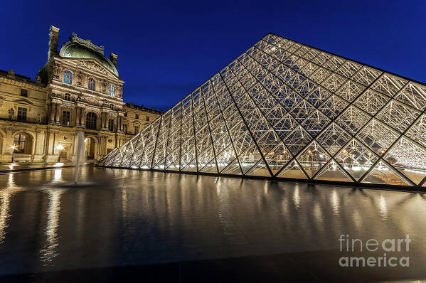 Louvre Poster featuring the photograph Louvre Lighted by Daniel M Walsh