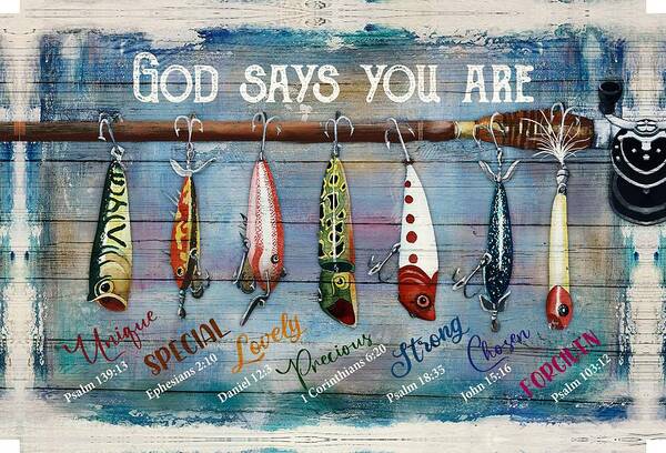 Love Fishing Bait God Says You Are Wall Art Canvas - Canvas Prints Poster  by Robert Christiansen - Pixels