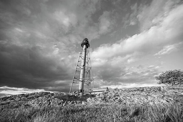 Marblehead Light Tower Poster featuring the photograph Mablehead Light Tower Marblehead Neck Black and White by Toby McGuire
