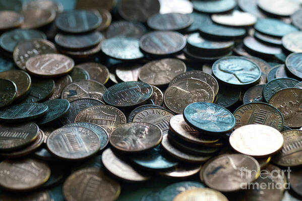 Coins Poster featuring the photograph Macro Pennies by Phil Perkins