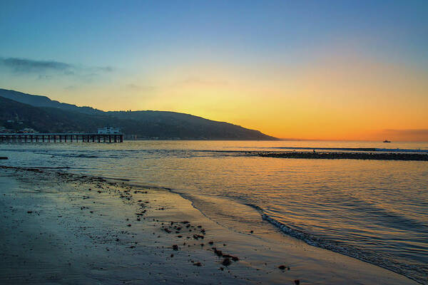 Beach Poster featuring the photograph Malibu Surfrider Beach Sunrise by Matthew DeGrushe