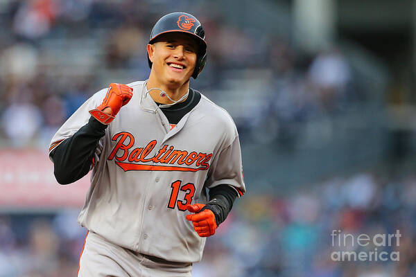 Three Quarter Length Poster featuring the photograph Manny Machado and Matt Wieters by Mike Stobe