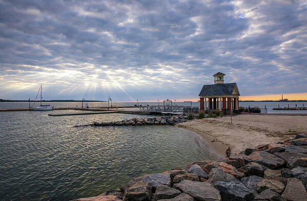 Yorktown Poster featuring the photograph Marina Sunbeams by Rachel Morrison