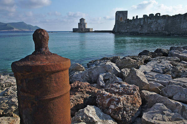 Methoni Poster featuring the photograph Methoni Lighthouse and Harbor by Sean Hannon