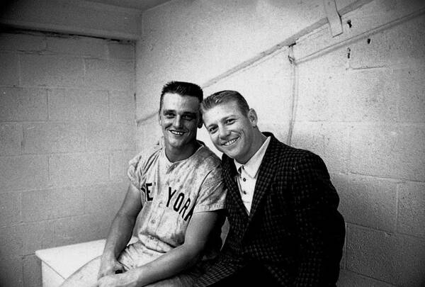 American League Baseball Poster featuring the photograph Mickey Mantle and Roger Maris by Herb Scharfman/sports Imagery