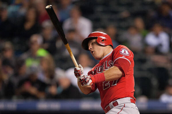 Three Quarter Length Poster featuring the photograph Mike Trout by Dustin Bradford