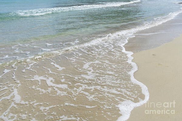 Minimalist Poster featuring the photograph Clear sea water meets fine sand. Minimalist beach scene by Adriana Mueller