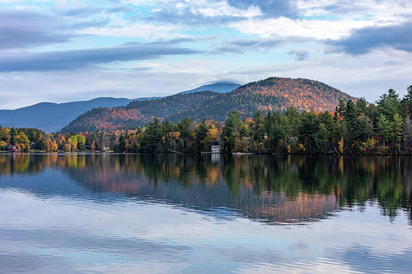 Lake Placid Poster featuring the photograph Mirror Lake Reflection by Dave Niedbala