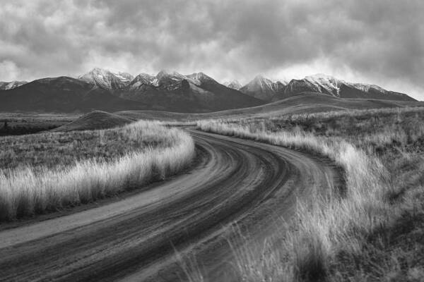 Mission Mountains Poster featuring the photograph Mission Mountains in Black and White by Matt Hammerstein