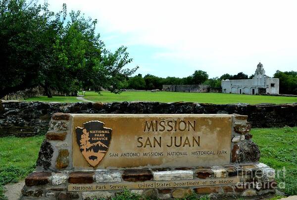 Mission Photography Poster featuring the photograph Mission San Juan Sign by Expressions By Stephanie