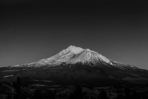 Mountain Poster featuring the photograph Monochrome Mount Shasta by Ryan Workman Photography