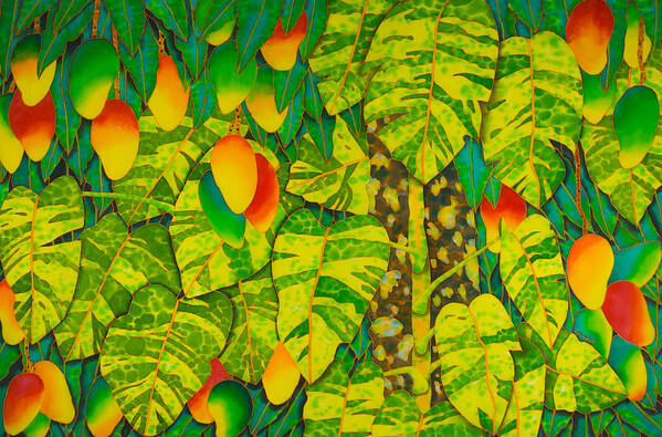Monstera Plant Poster featuring the painting Monstera and Mango by Daniel Jean-Baptiste