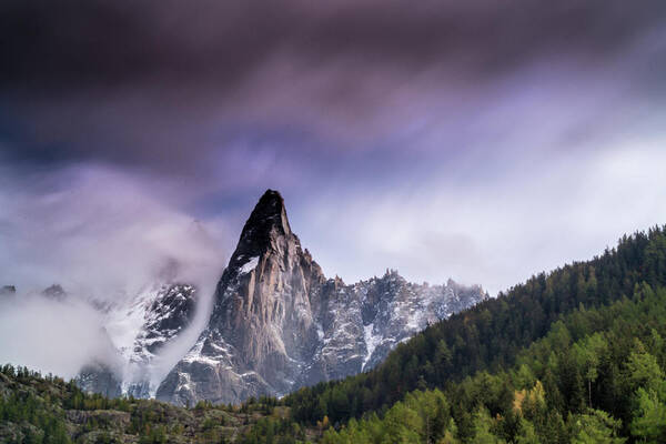Mont Blanc Poster featuring the photograph Mont Blanc with wispy clouds by Andrew Lalchan