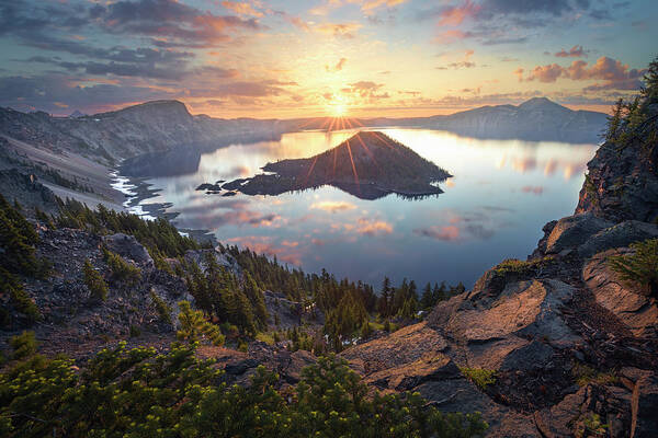 Crater Lake Poster featuring the photograph Morning Magic by Slow Fuse Photography