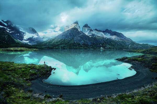 Torres Del Paine Poster featuring the photograph Mountain Reflections #7 by Henry w Liu