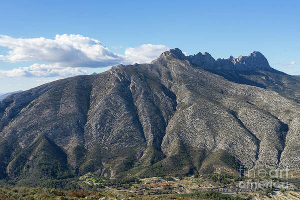 Mountain Landscape Poster featuring the photograph Sierra de Bernia mountain ridge and clouds by Adriana Mueller